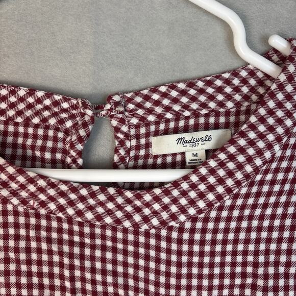 Madewell Filmscore Gingham Dress Women's M Red White Checkered Pockets Mini‎ - Picture 3 of 10